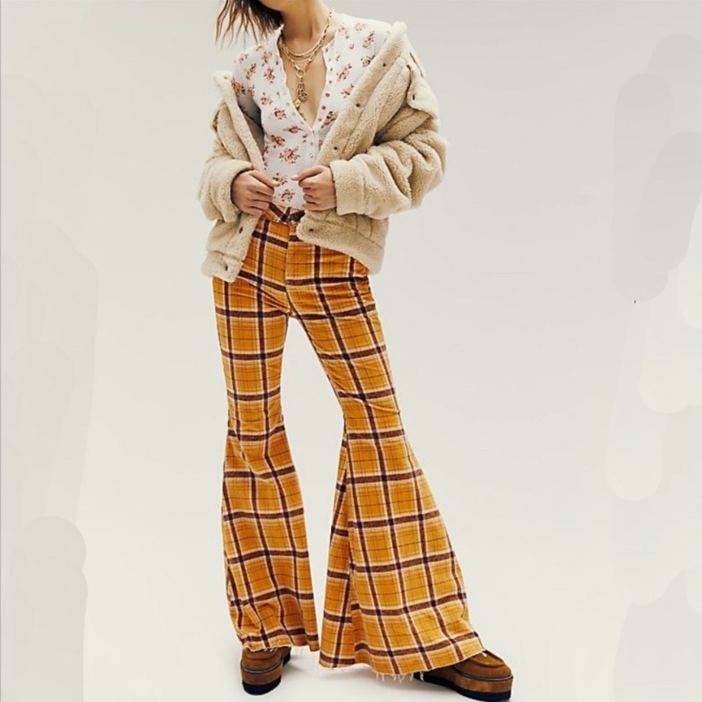 NWT Free People Just Float On Printed Cord Flares - Picture 6 of 8